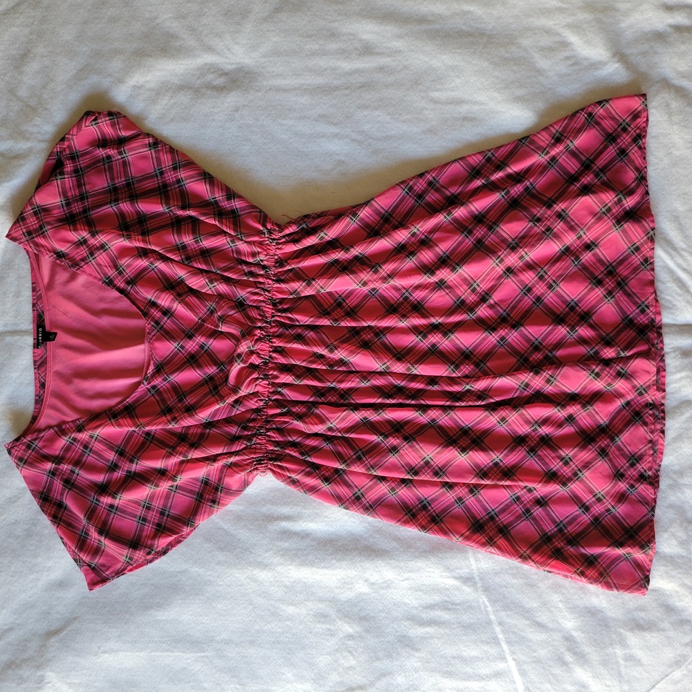 Torrid Berry Plaid Chiffon Scoop Neck Dress 2